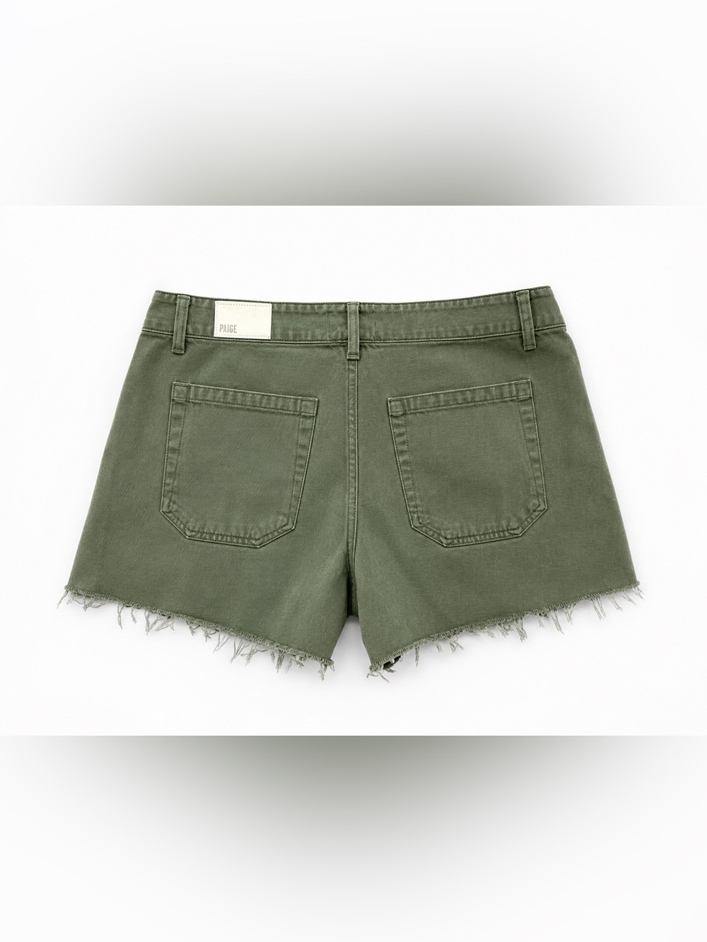 NWT PAIGE Utility Raw Hem Shorts Olive Green Size 32 - Picture 4 of 4